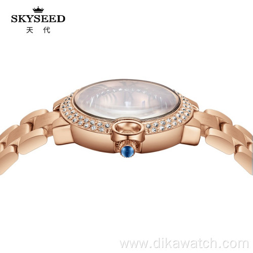 SKYSEED dial diamond gold female watch waterproof quartz